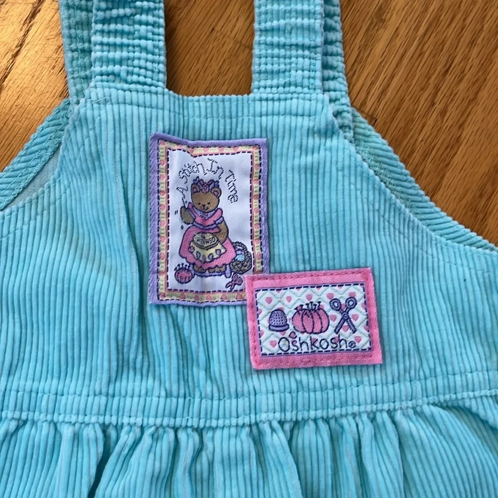 Oshkosh B’gosh vintage made in the USA corduroy overalls size 12 mo light aqua